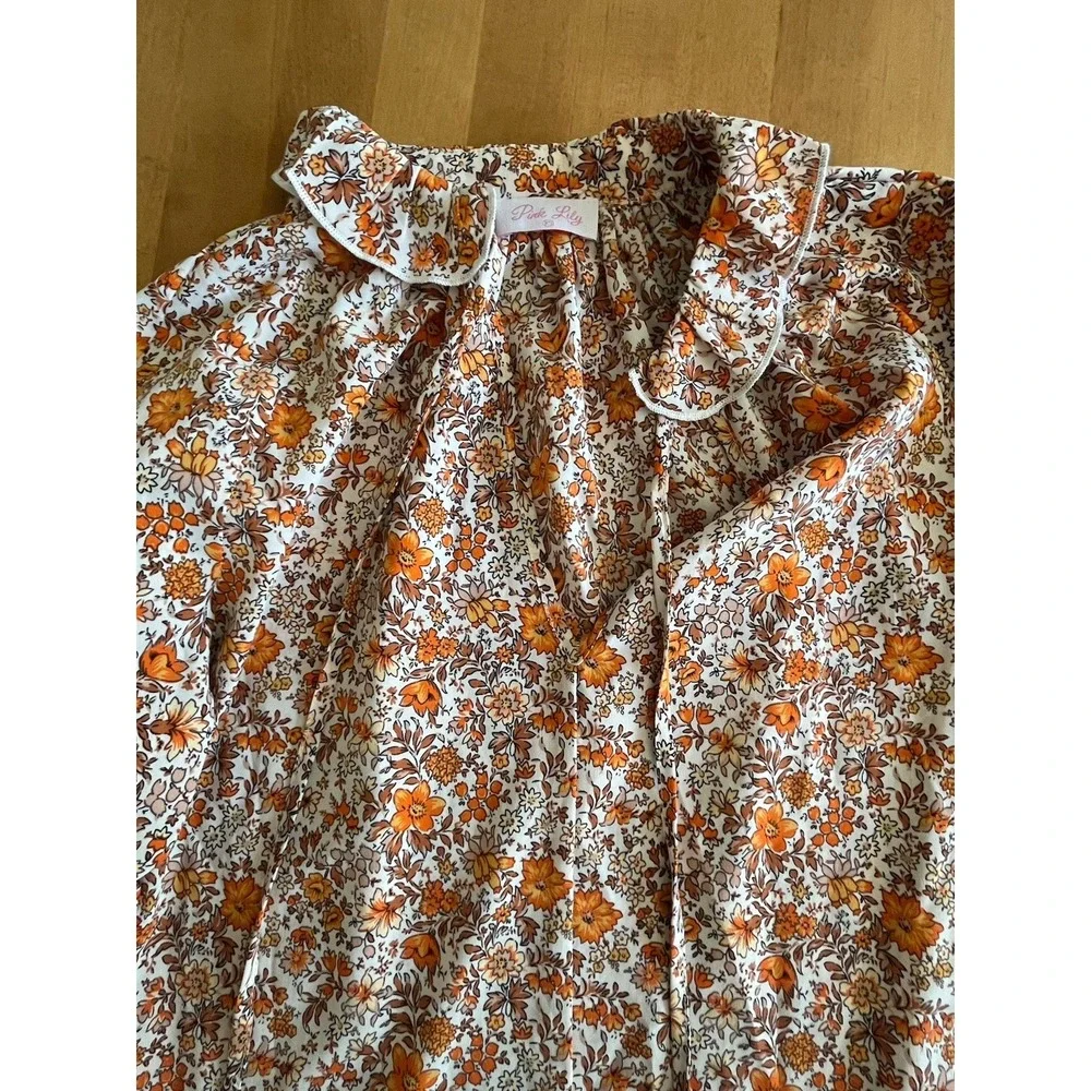 Pink Lily Women's Boho Dress Maxi Orange Floral Flowy Sz XS Cottagecore Country - Picture 11 of 11